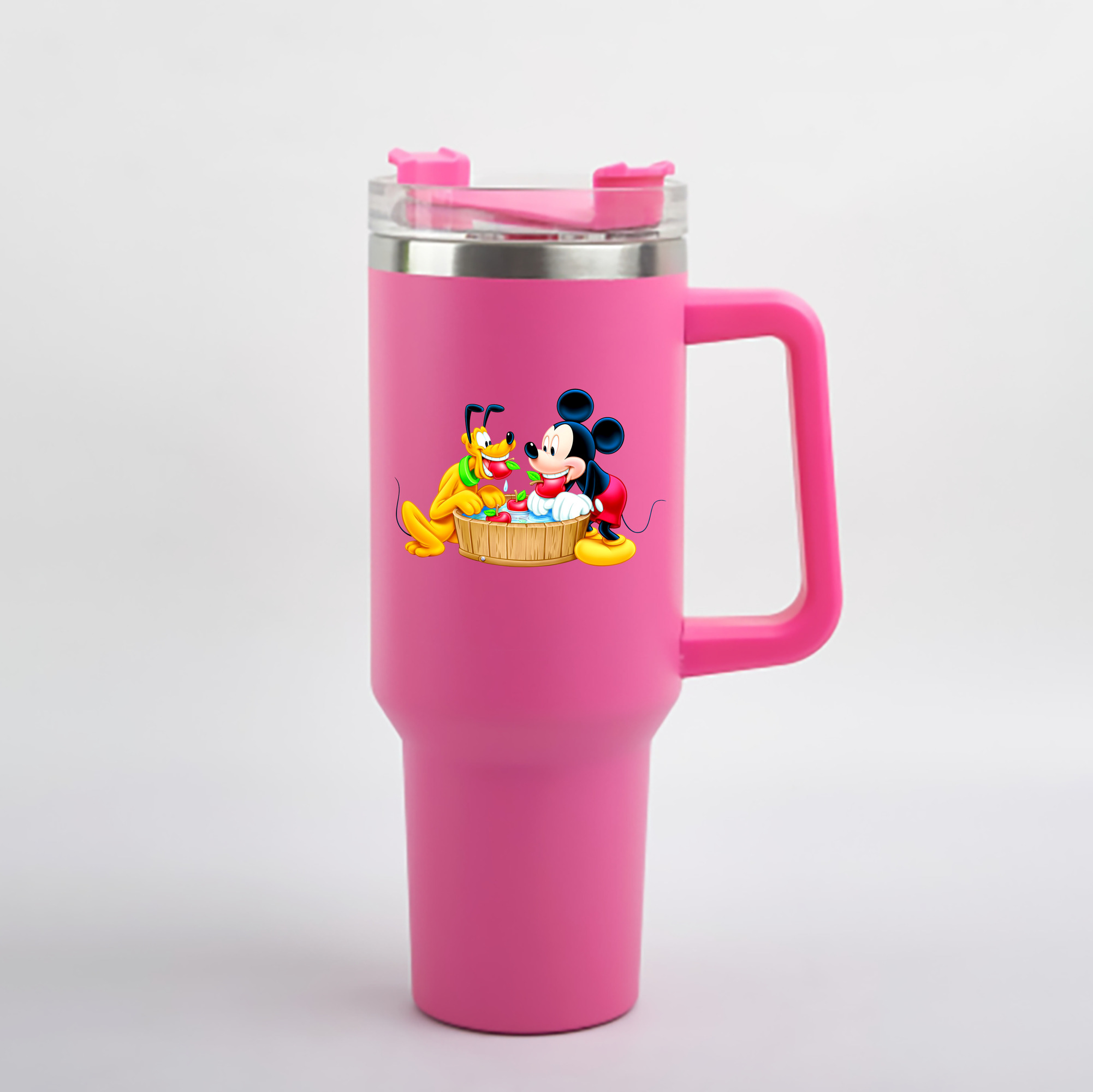 （画像用） ミッキーマウス Mickey Mouse 1200mL車用タンブラー - クリスタルステッカー（プラスチックストロー付き）